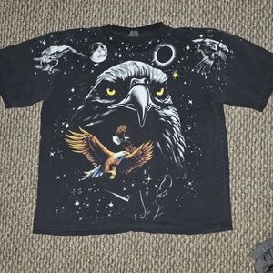 Men's Black Graphic Tee with Eagle Design